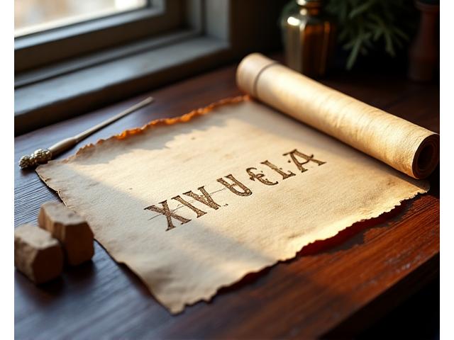 Antica pergamena romana aperta con simboli moderni di copyright e trademark integrati nel suo testo, su uno sfondo di tavolette cerate e penne d'oca, simboleggiante la fusione di tutela legale antica e moderna.